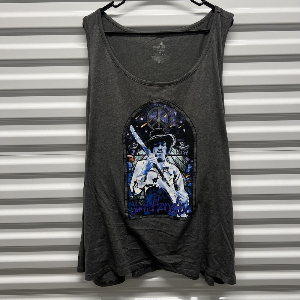 Purple Haze Jimi Hendrix Tank Top Mens 4 XL Gray Cotton Blend Graphic Rock Boho